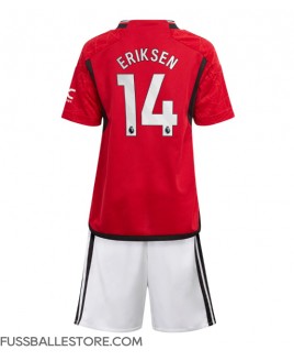 Günstige Manchester United Christian Eriksen #14 Heimtrikotsatz Kinder 2023-24 Kurzarm (+ Kurze Hosen)
